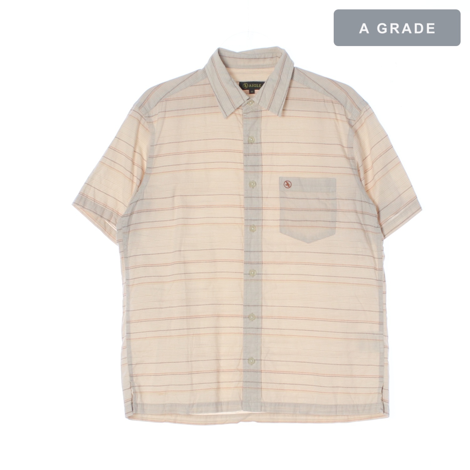 AIGLE 에이글 스트라이프 포켓 반팔 폴로 셔츠 캐주얼 MAN-S