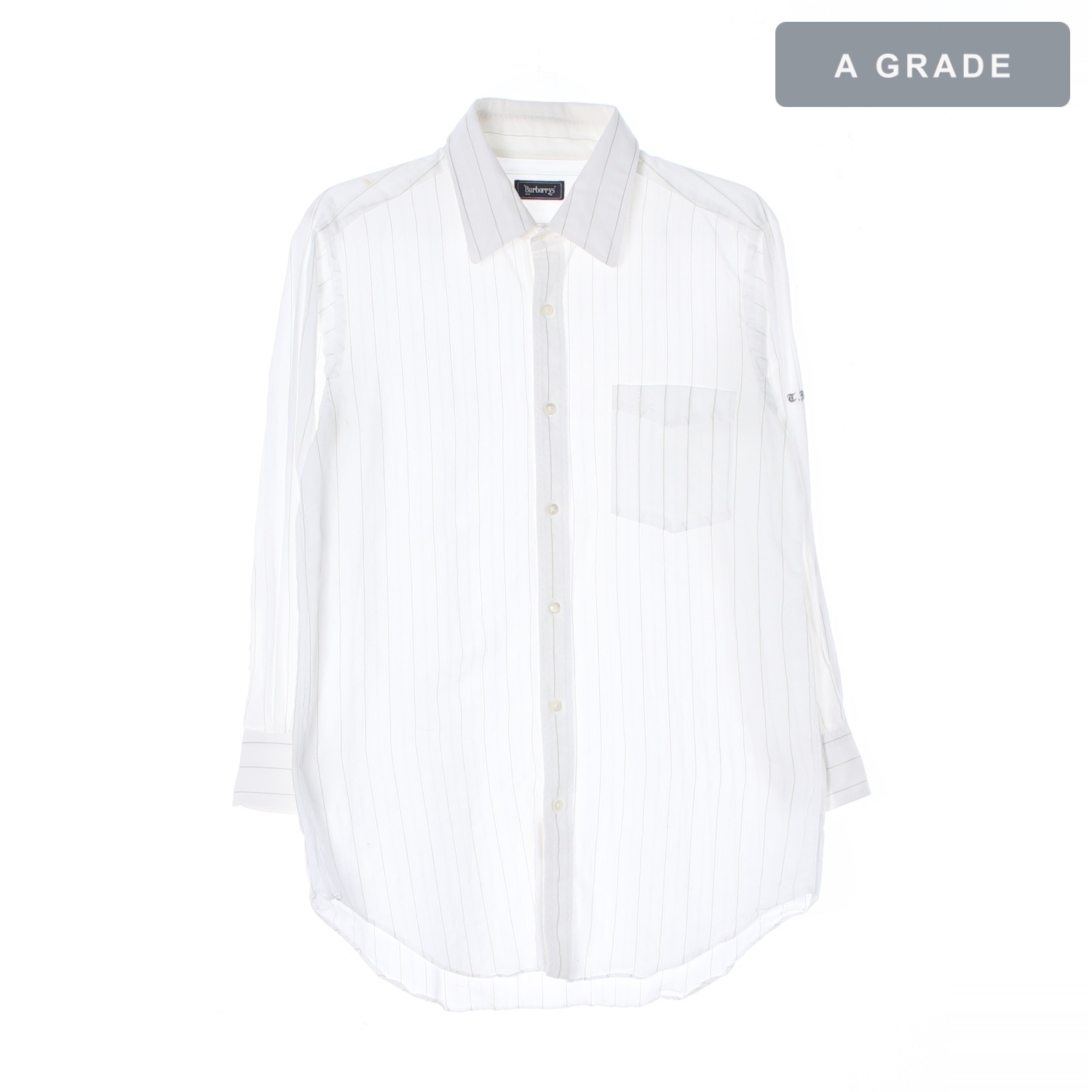 BURBERRY 버버리 핀스트라이프 기사 로고 자수 셔츠 MAN-M