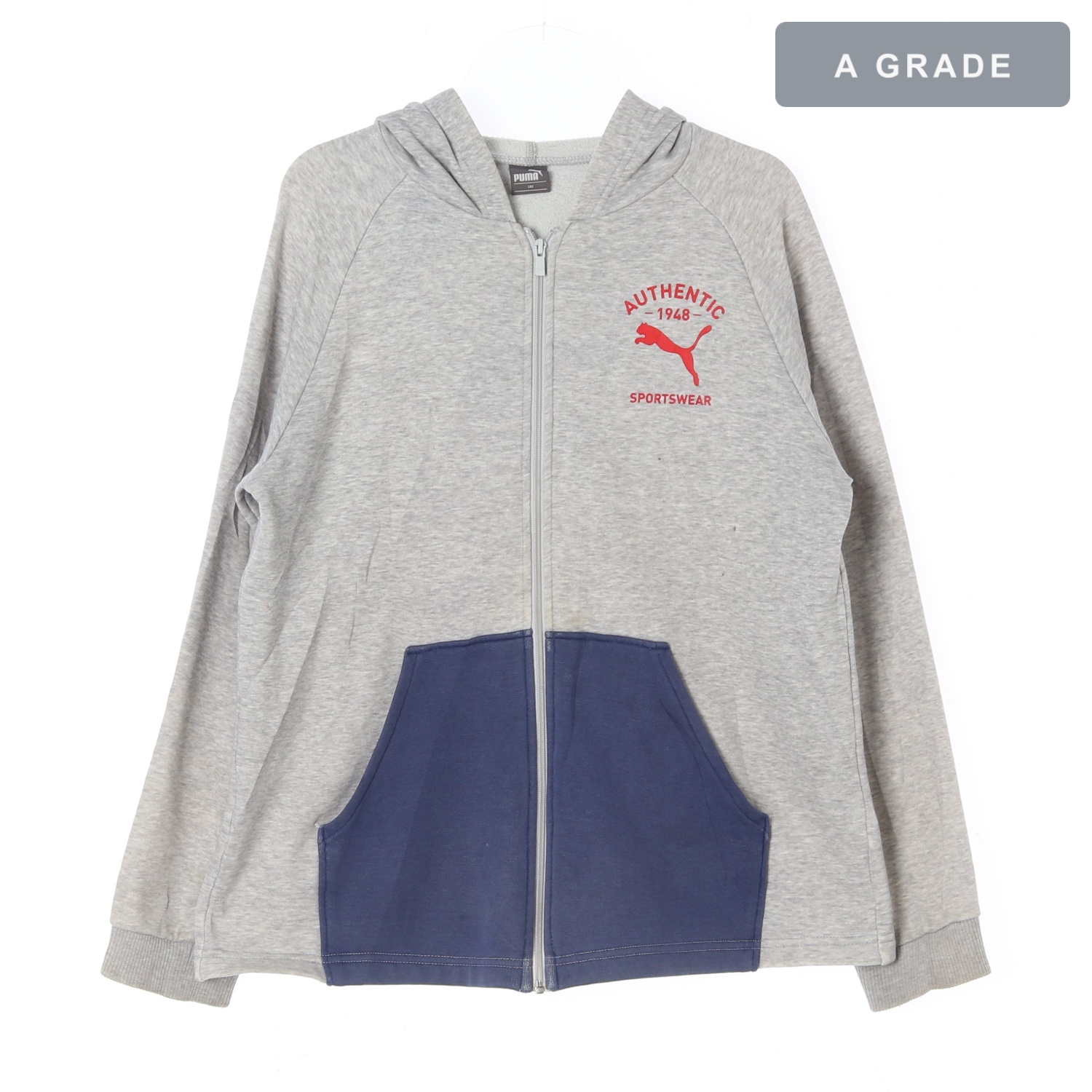 PUMA 퓨마 Authentic 로고 그레이 후드집업 KIDS-160