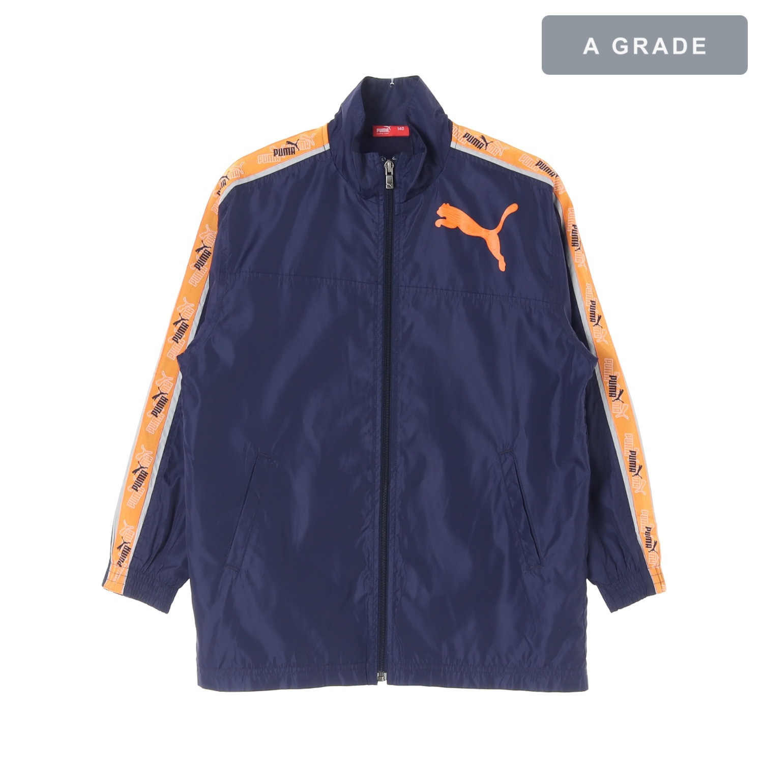 PUMA 퓨마 로고 테이프 풀집업 윈드자켓 KIDS-140
