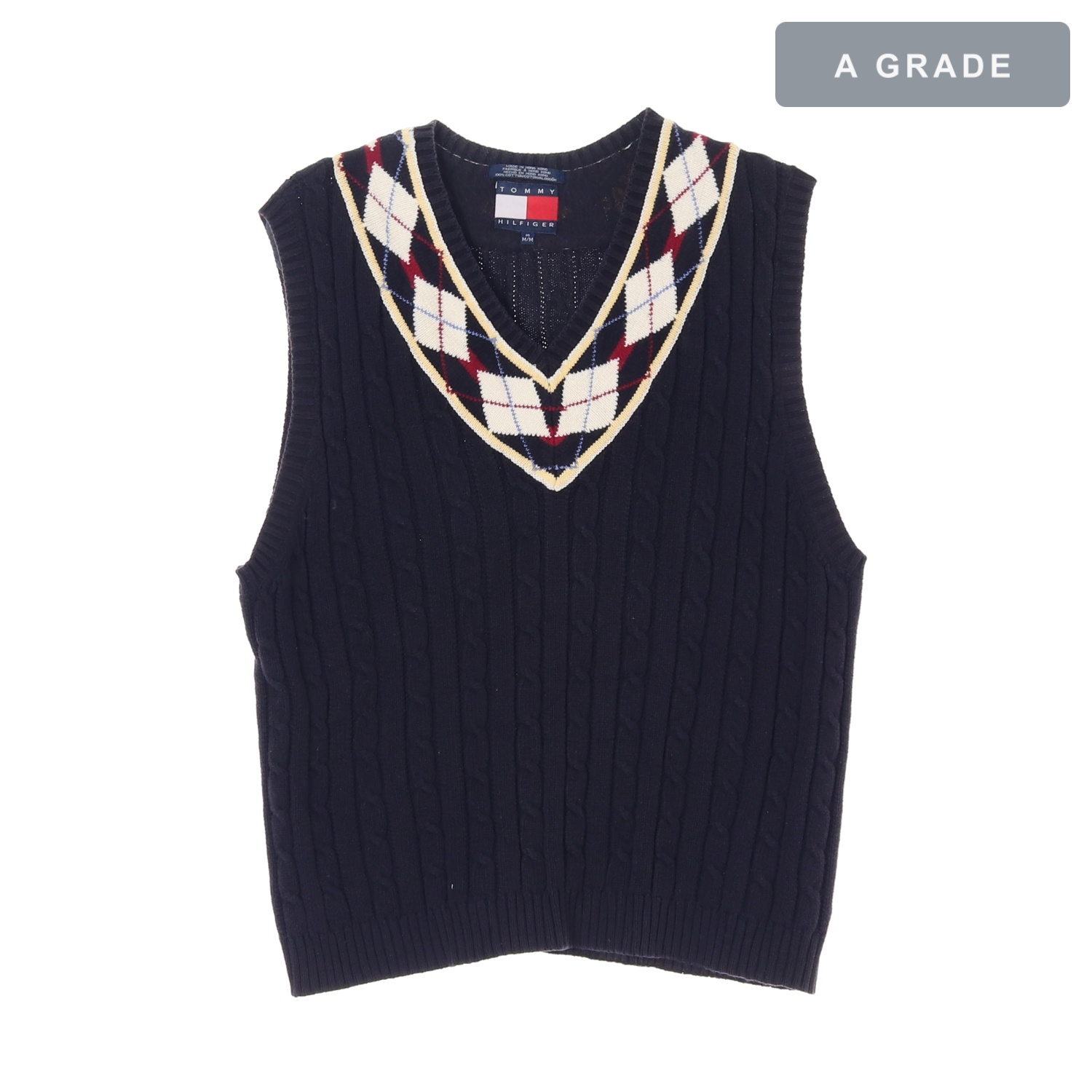 TOMMY HILFIGER 타미힐피거 아가일 케이블 니트 베스트 MAN-M
