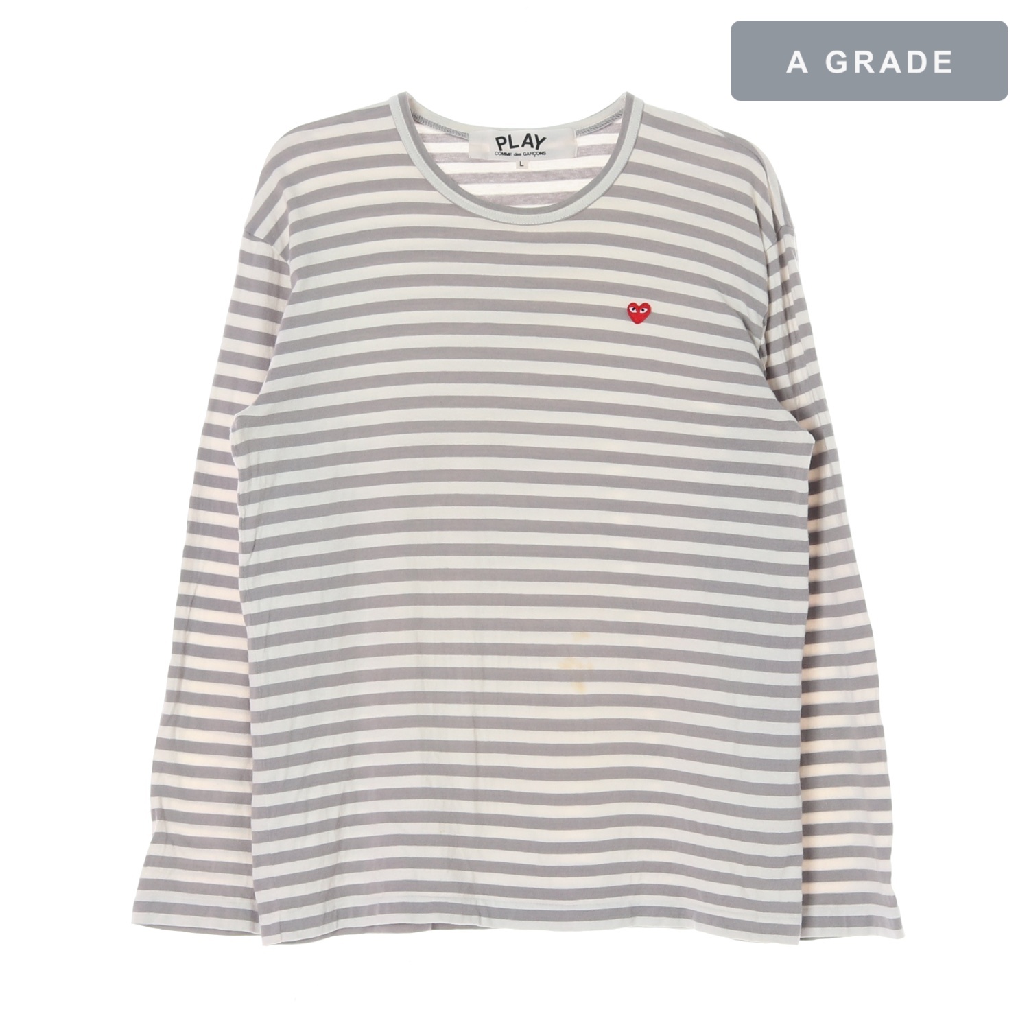 COMME DES GARCONS 꼼데가르송 플레이 하트 로고 스트라이프 티셔츠 WOMAN-L