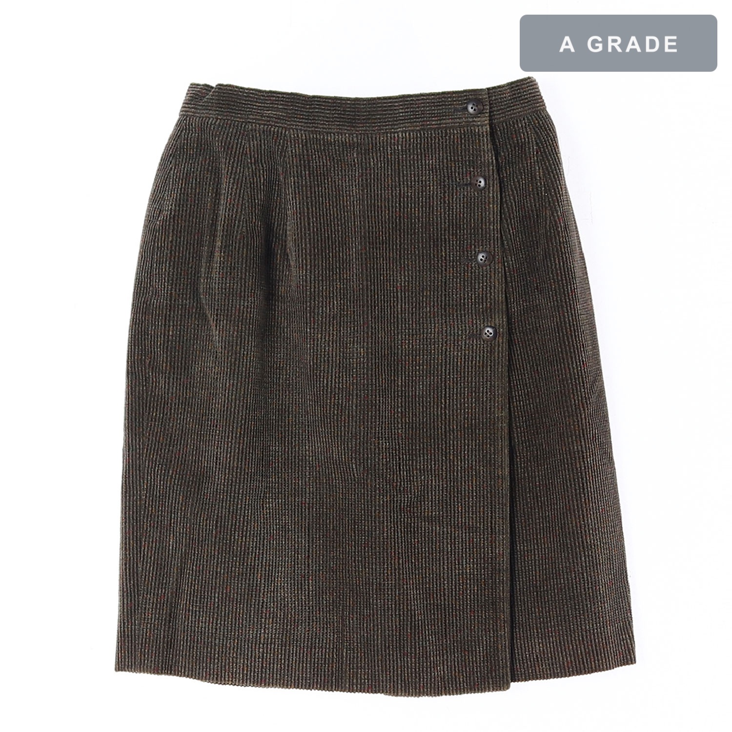 BROOKS BROTHERS 브룩스브라더스 브라운 헤링본 버튼 스커트 WOMAN-S
