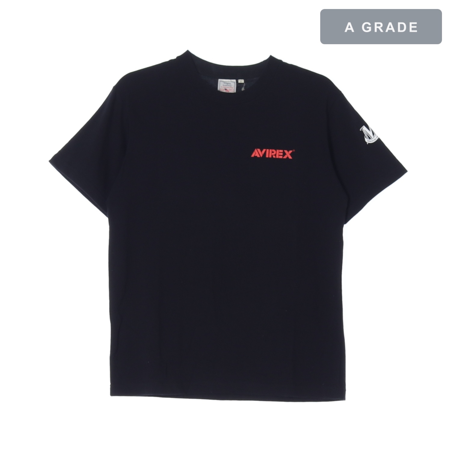 AVIREX 아비렉스 로고 포인트 블랙 반팔 티셔츠 MAN-L