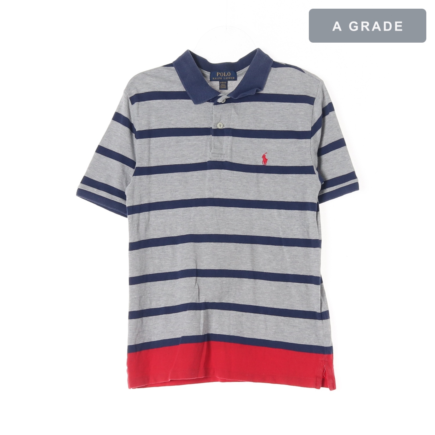 POLO 랄프로렌 스트라이프 포니 자수 카라 반팔 티셔츠 KIDS-150
