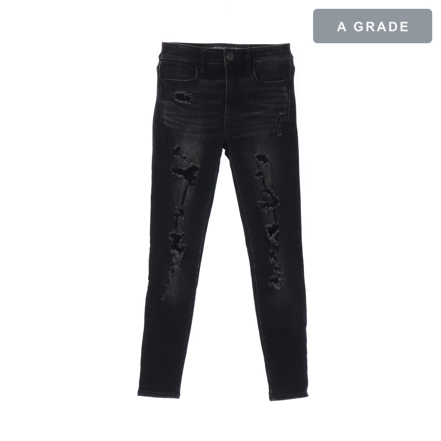 AMERICAN EAGLE 아메리칸이글 블랙 데미지 데님 팬츠 WOMAN-XS