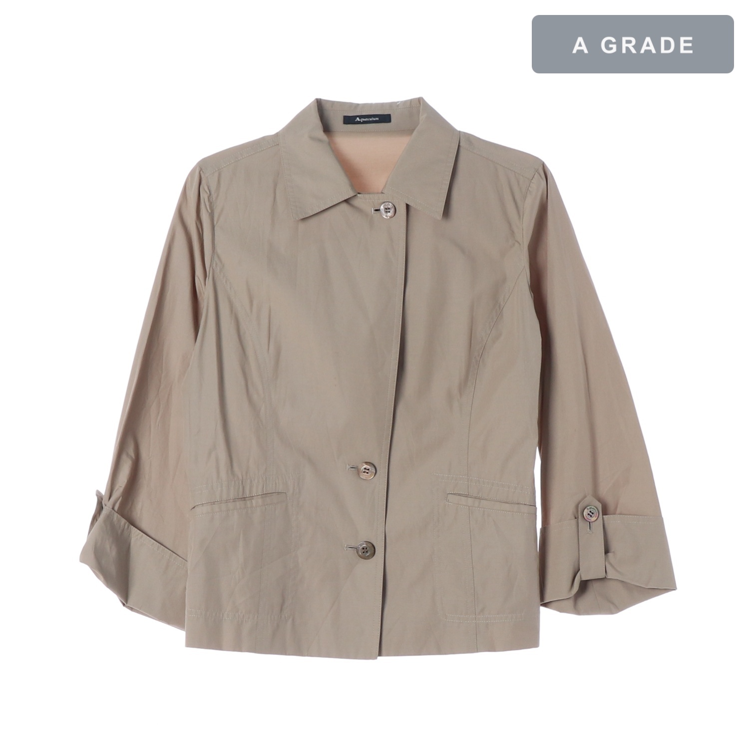 AQUASCUTUM 아쿠아스큐텀 베이지 코튼 셔츠형 블라우스 WOMAN-S
