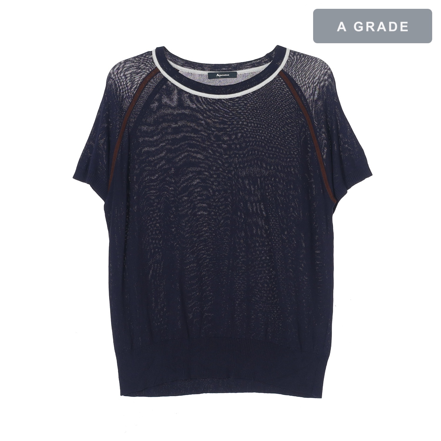 AQUASCUTUM 아쿠아스큐텀 네이비 브라운 라인 니트 WOMAN-S