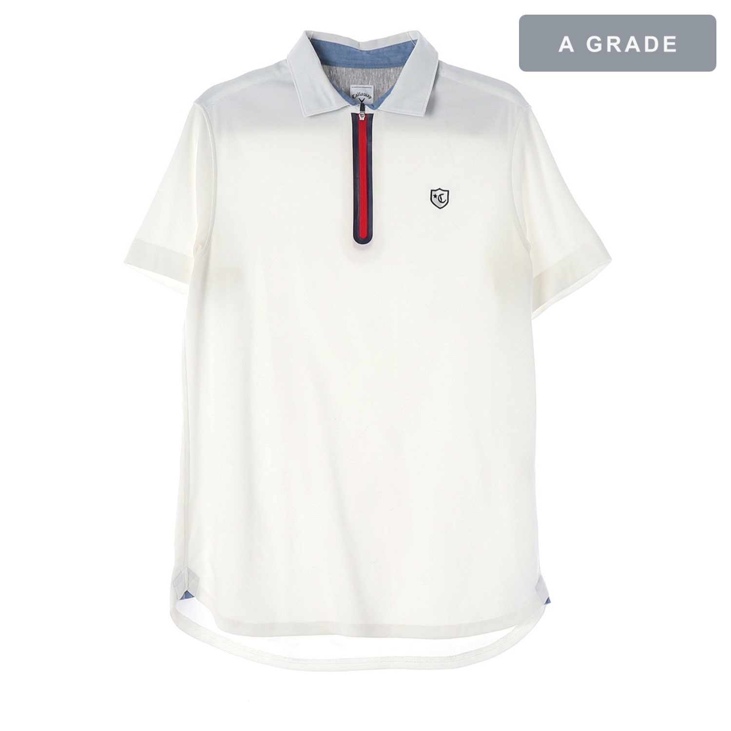 CALLAWAY 캘러웨이 지퍼 포인트 화이트 폴로 티셔츠 MAN-L