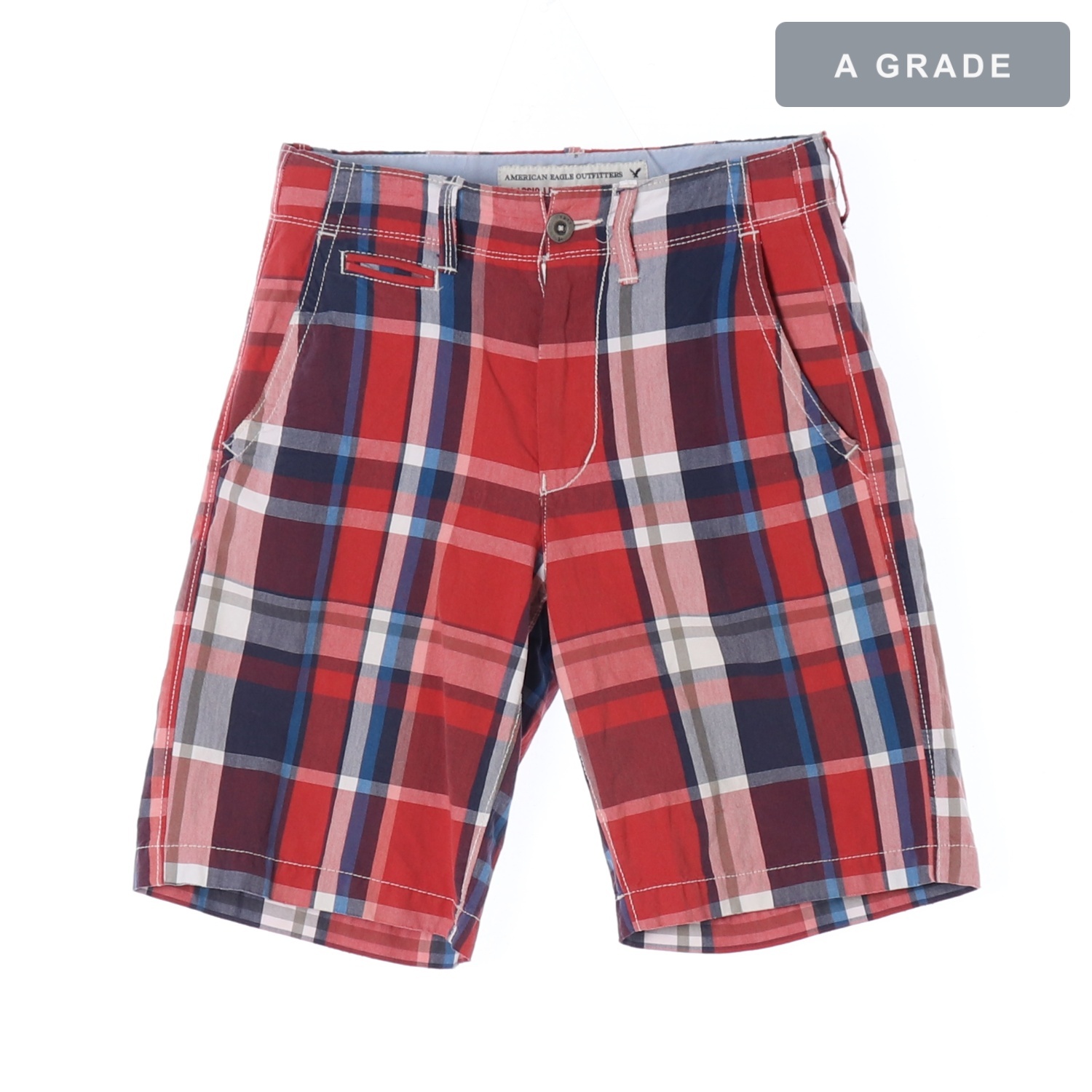 AMERICANEAGLE 아메리칸이글 레드 체크 1/2 코튼 팬츠 MAN-M