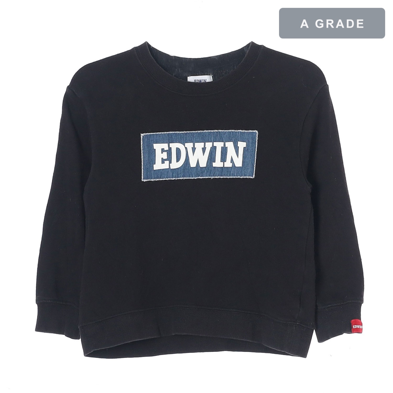 EDWIN 에드윈 데님 로고 블랙 맨투맨 KIDS-130