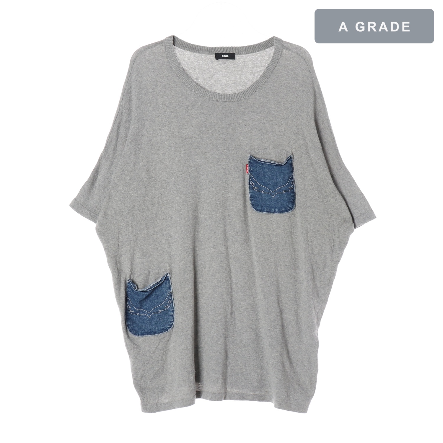 RCWB 원포켓 데님 포인트 라운드넥 롱 니트 WOMAN-XL