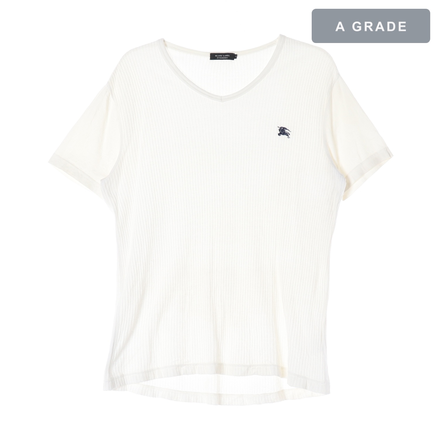 BURBERRY 버버리 로고 자수 브이넥 반팔 티셔츠 MAN-L