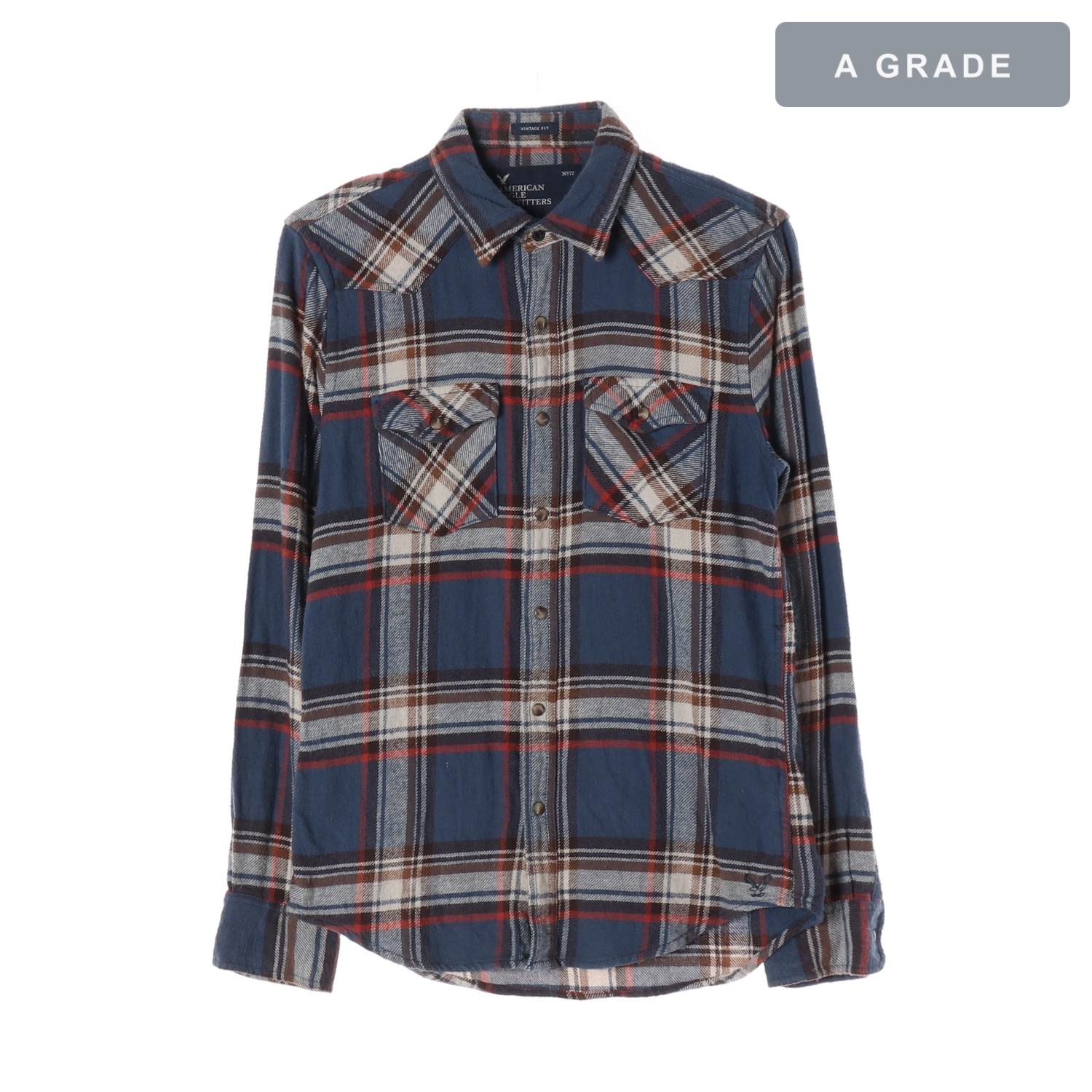 AMERICAN EAGLE 아메리칸이글 블루 체크 플란넬 웨스턴 셔츠 MAN-S