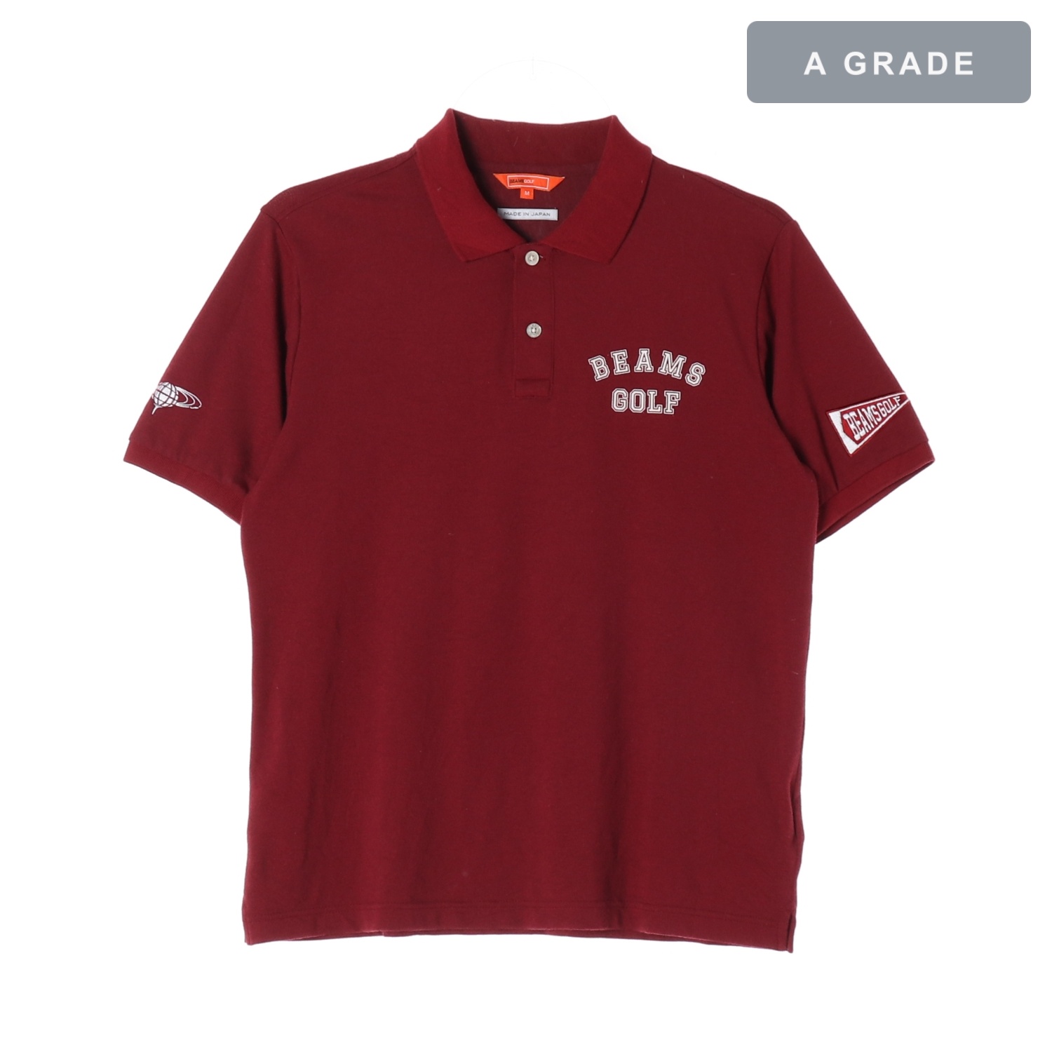 BEAMS GOLF 빔즈 골프 헤리티지 메이드인재팬 멀티 와펜 로고 피케 폴로 셔츠 MAN-M