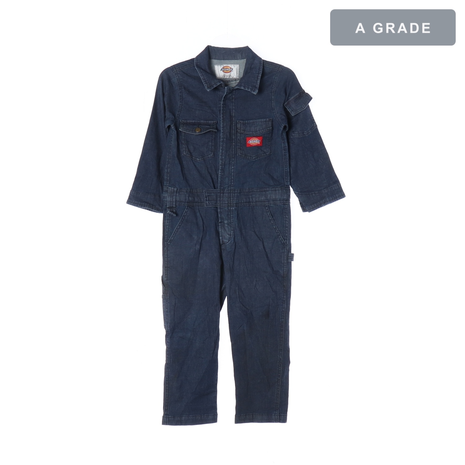 DICKIES 클래식 인디고 데님 워크웨어 점프슈트 KIDS-100