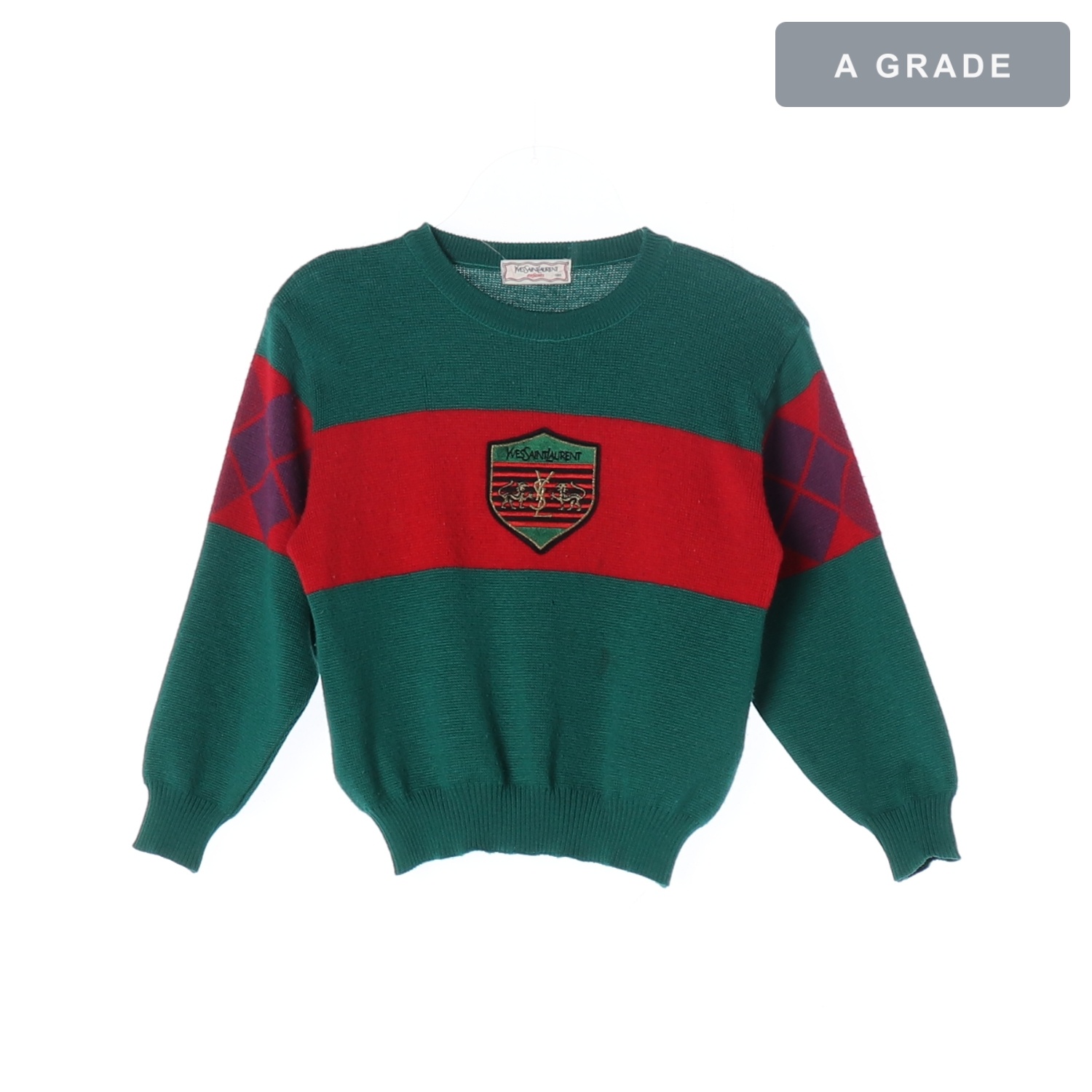 YVES SAINT LAURENT 입생로랑 라운드 그린 레드 니트 KIDS-120
