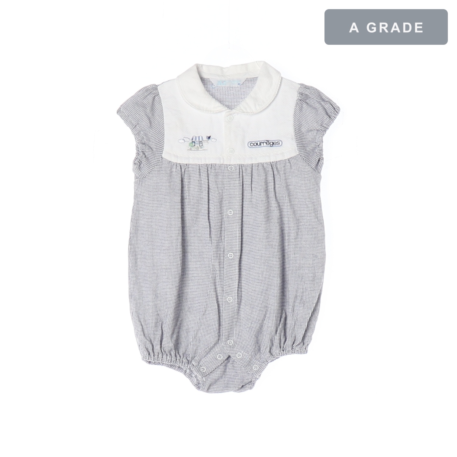 COURREGES 꾸레쥬 레트로 깅엄 체크 점프수트 KIDS-80