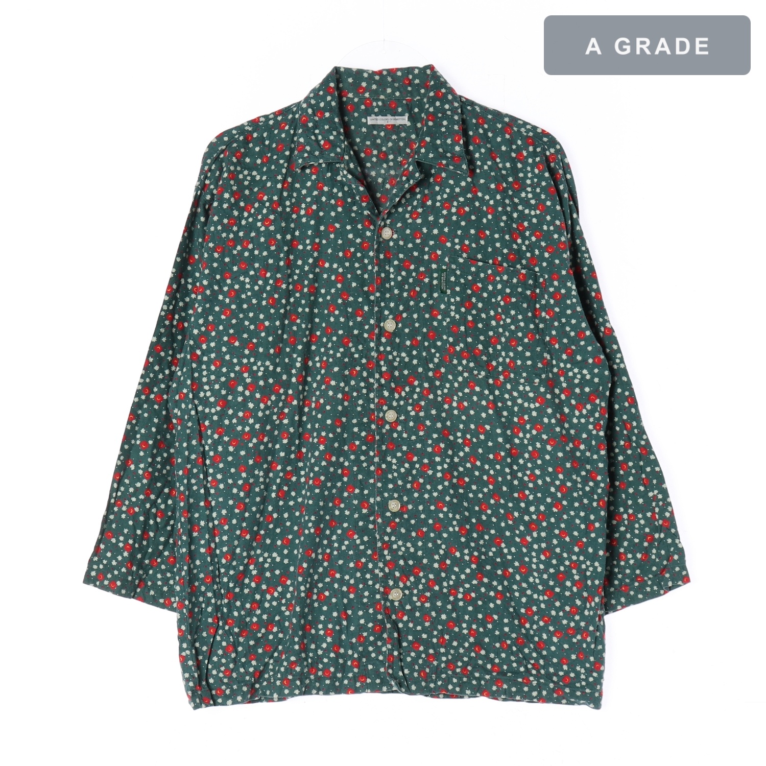 BENETTON 베네통 플라워 패턴 그린 블라우스 WOMAN-XXL