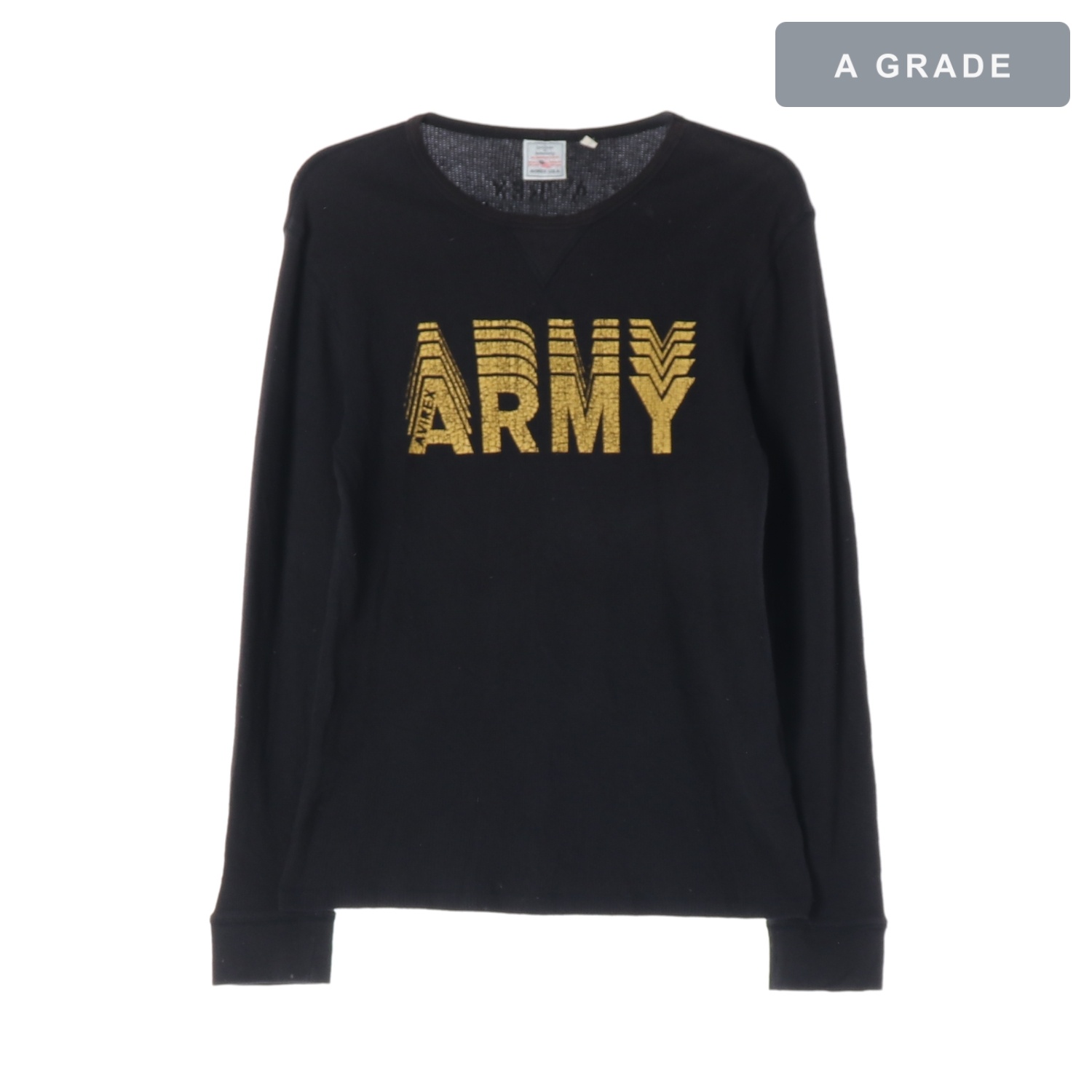 AVIREX 아비렉스 ARMY 빅로고 프린팅 블랙 롱슬리브 티셔츠 MAN-XS