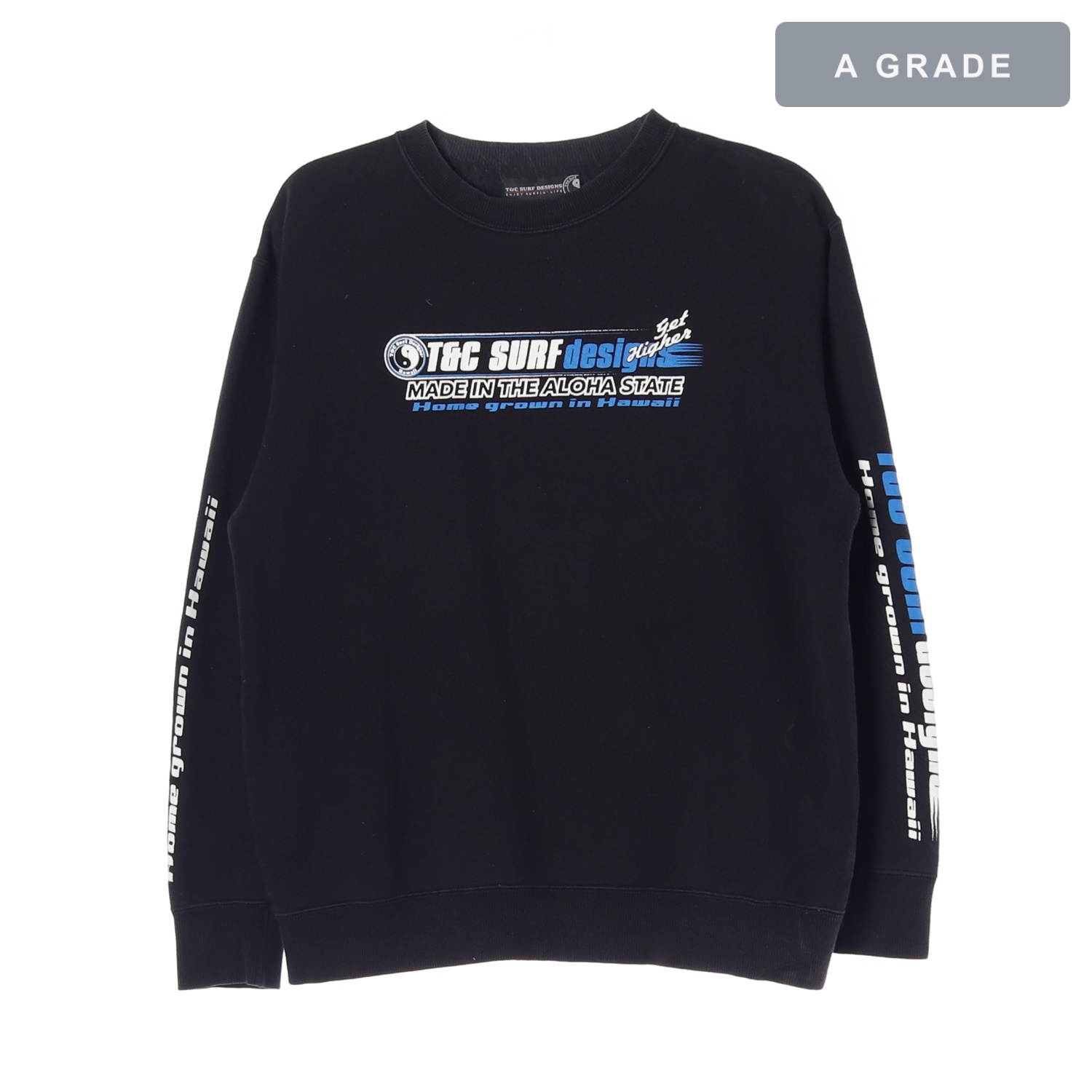 T&C SURF DESIGNS 하와이 프린팅 블랙 맨투맨 티셔츠 MAN-M
