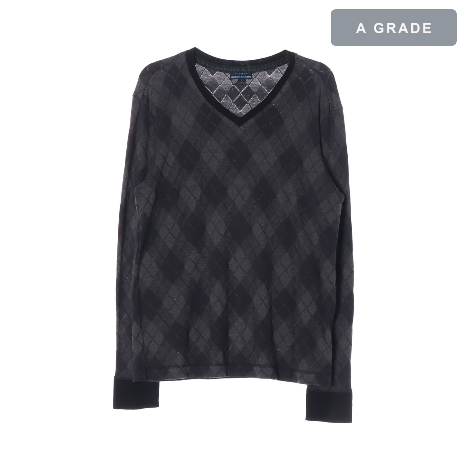 BURBERRY 버버리 아가일 패턴 브이넥 니트 MAN-M