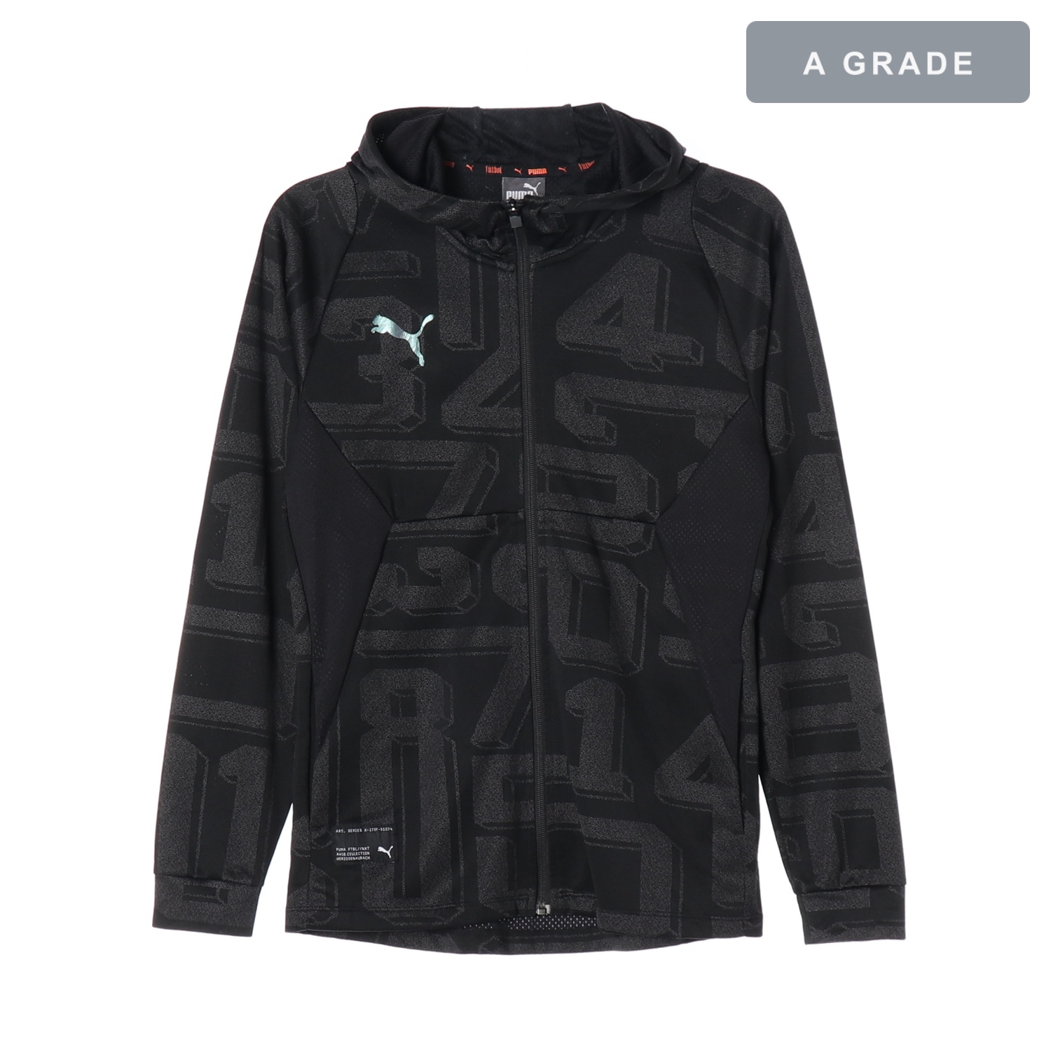 PUMA 퓨마 넘버 패턴 블랙 집업 후드 재킷 MAN-XXL