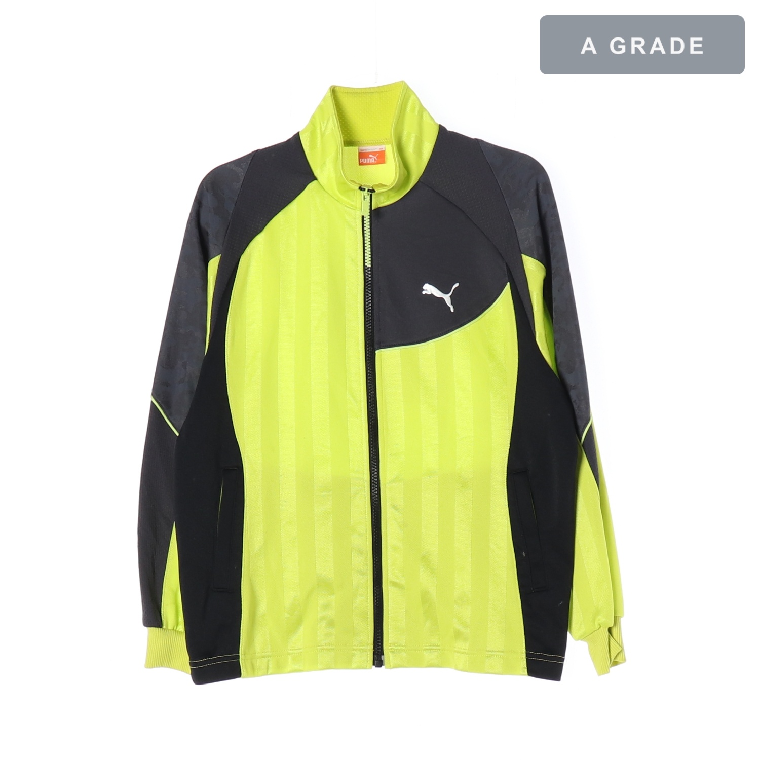 PUMA 퓨마 형광 그린 블랙 배색 집업 재킷 MAN-XS