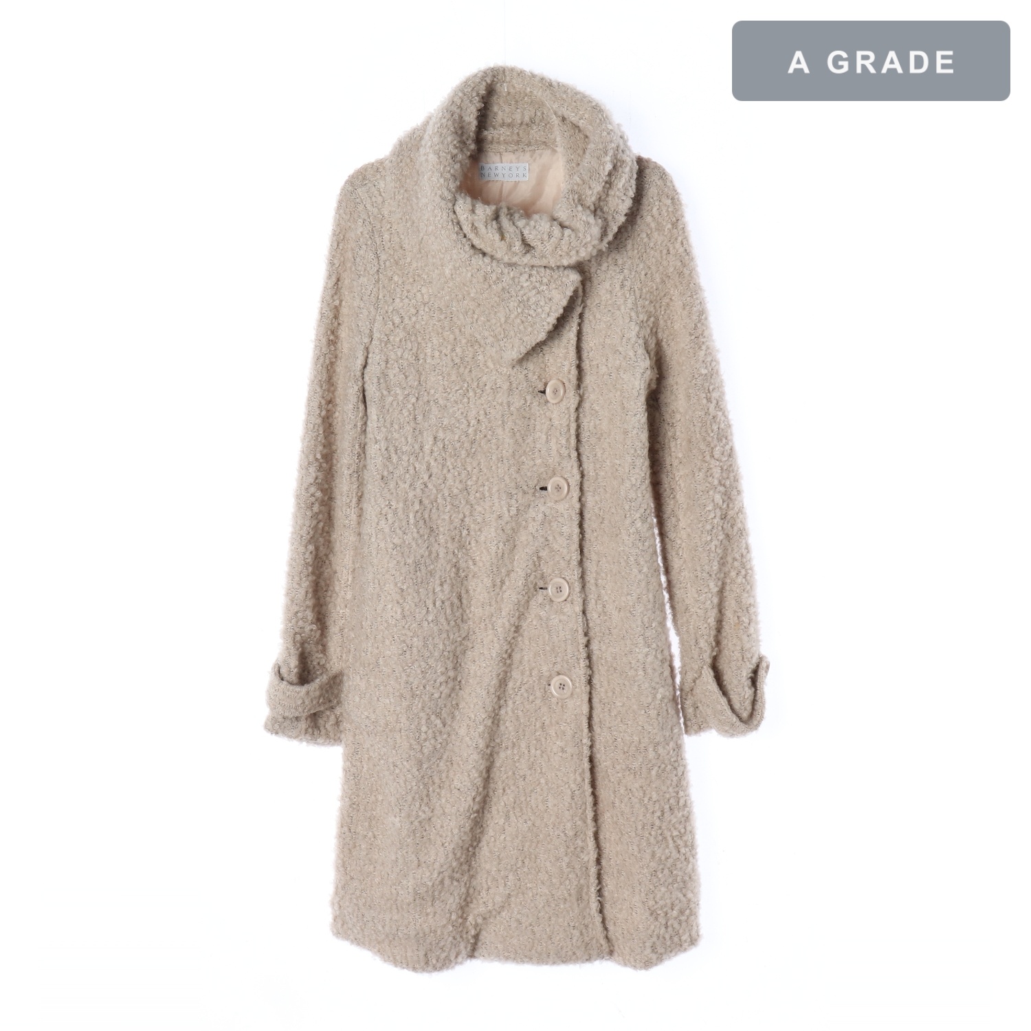 BARNEYS NEWYORK 바니스뉴욕 부클레 하이넥 롱 코트 WOMAN-F