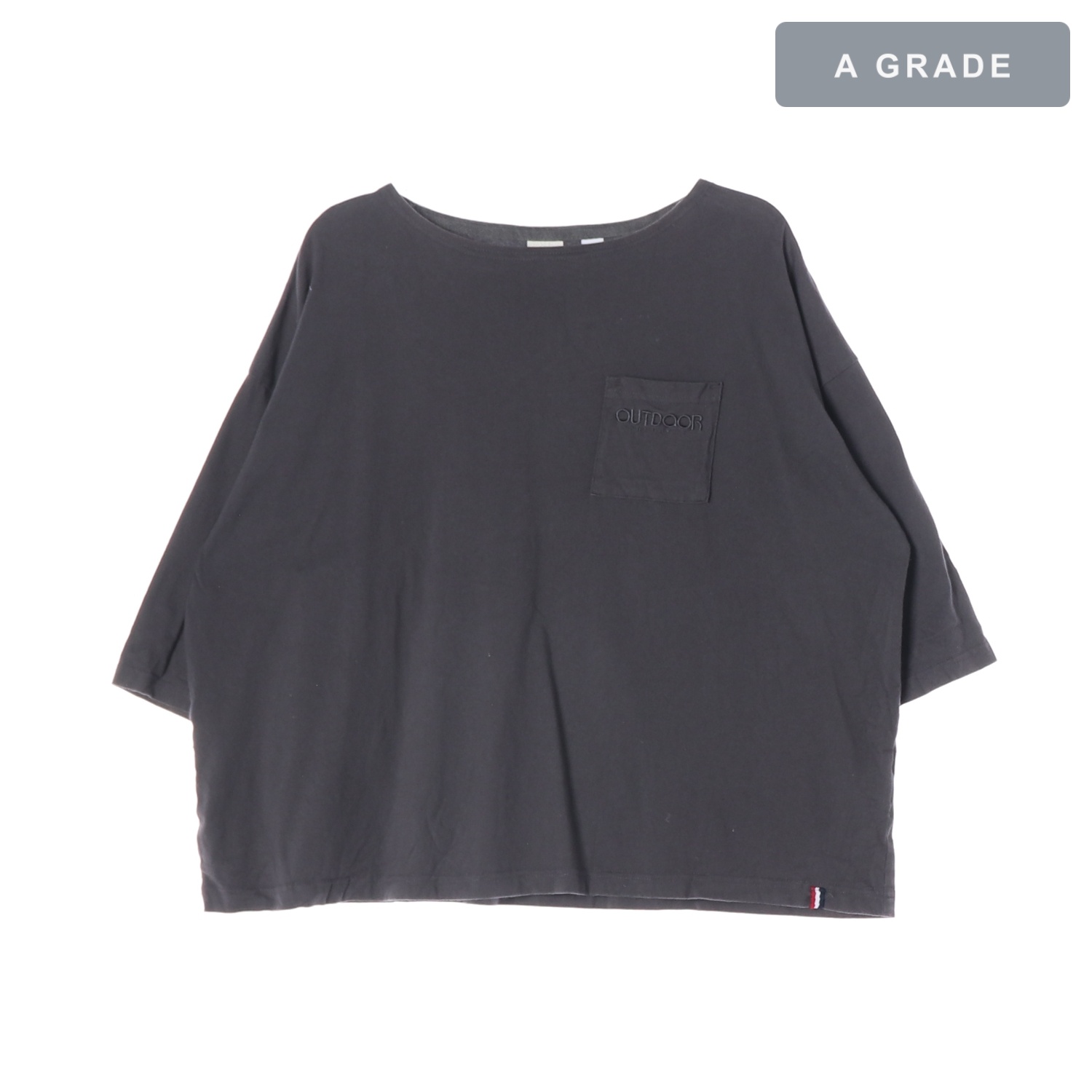 OUTDOOR PRODUCTS 아웃도어프로덕츠 차콜 보트넥 드롭숄더 포켓 티셔츠 WOMAN-XXL