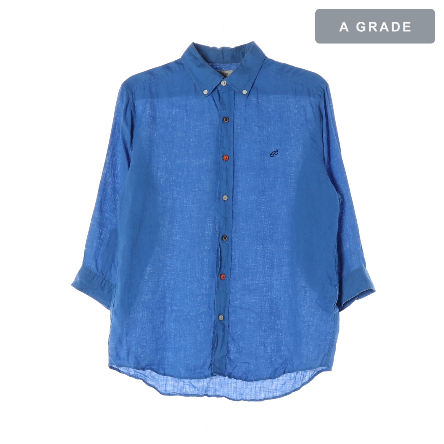 GREEN LABEL RELAXING 그린라벨릴랙싱 블루 린넨 셔츠 WOMAN-XL
