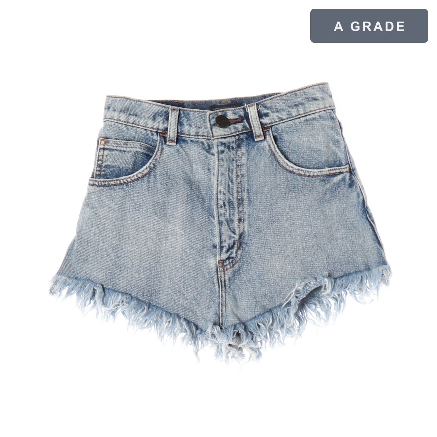 MOUSSY 무시 데미지 워싱 숏 데님 1/2 팬츠 WOMAN-S