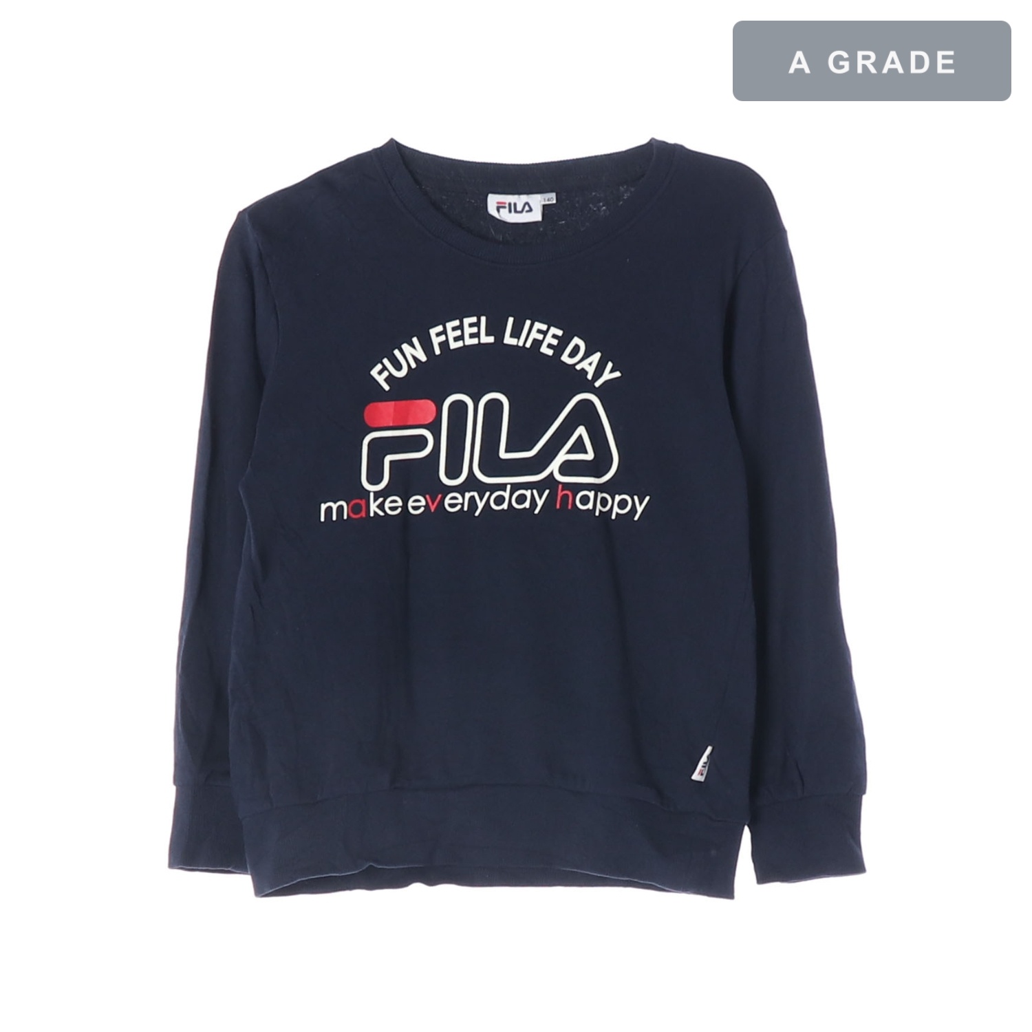 FILA 필라 네이비 로고 프린트 맨투맨 KIDS-140