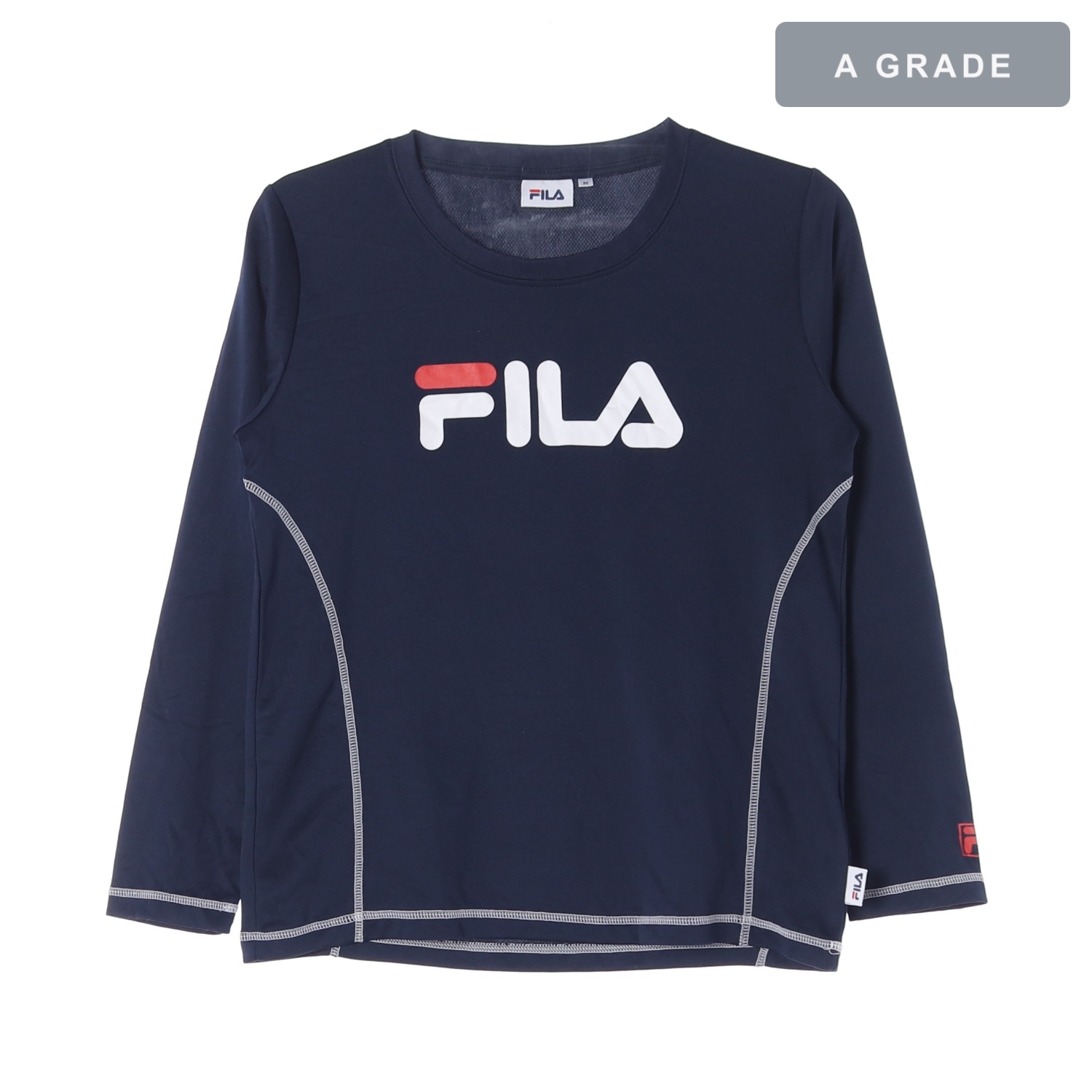 FILA 필라 네이비 로고 캐주얼 긴팔 티셔츠 KIDS-M