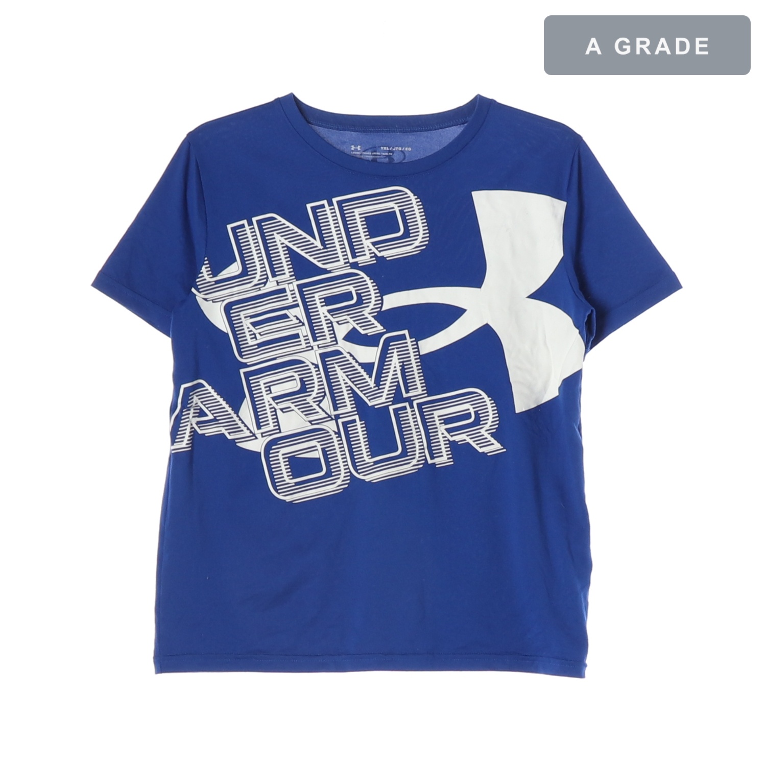 UNDER ARMOUR 언더아머 블루 로고 퍼포먼스 반팔 티셔츠 KIDS-YXL