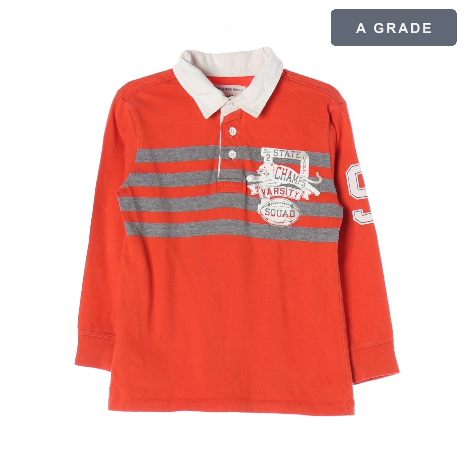 OSHKOSH 오쉬코쉬 레드 스트라이프 럭비 폴로 셔츠 KIDS-110