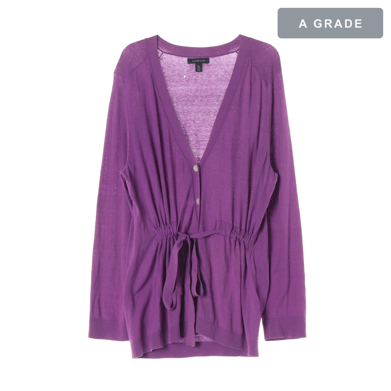 LANDS' END 랜드엔드 퍼플 드로우스트링 니트 가디건 WOMAN-L
