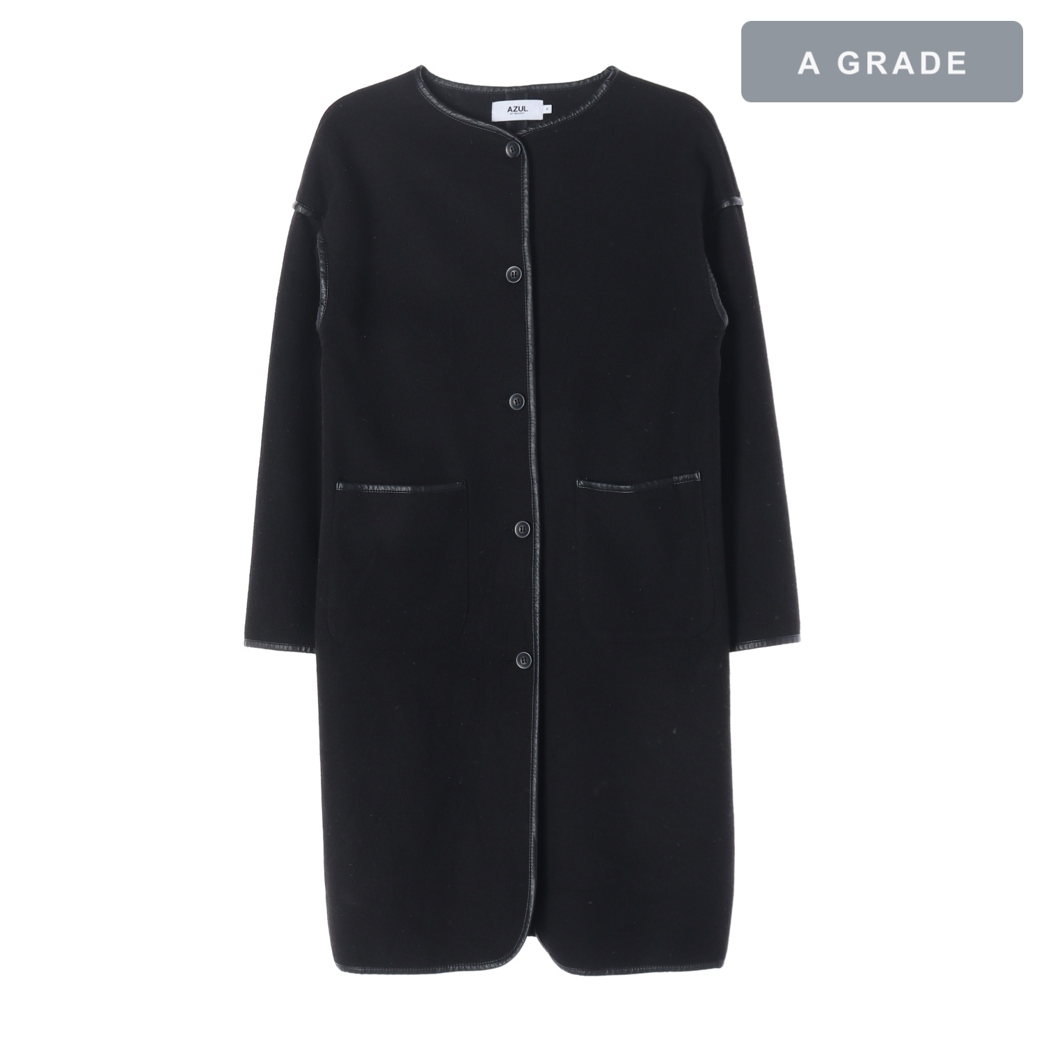 AZUL BY MOUSSY 아즈ul 바이 무지 블랙 라운드넥 코트 WOMAN-S