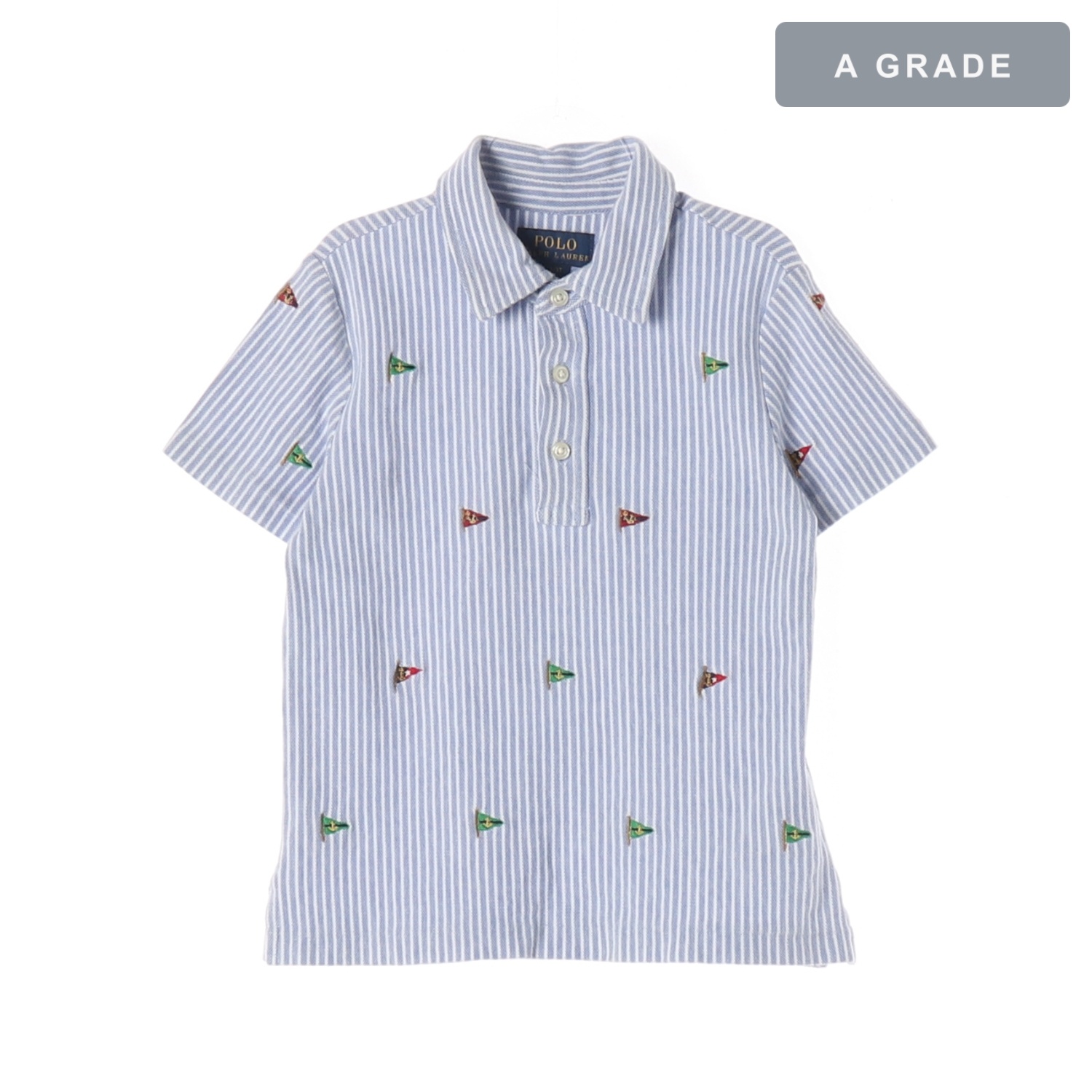 POLO RALPH LAUREN 폴로랄프로렌 스트라이프 깃발 자수 폴로 셔츠 KIDS-100