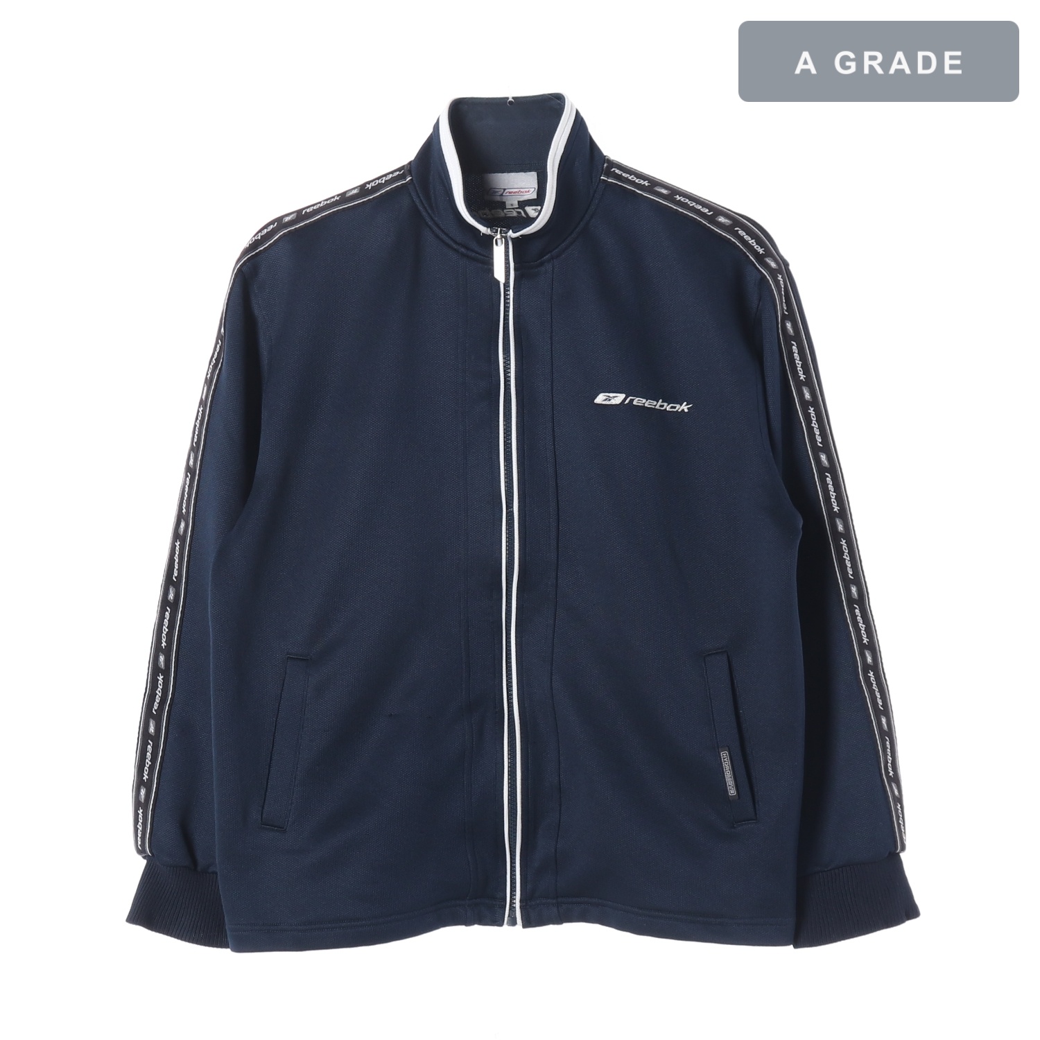 REEBOK 리복 네이비 로고 라인 집업 재킷 MAN-S