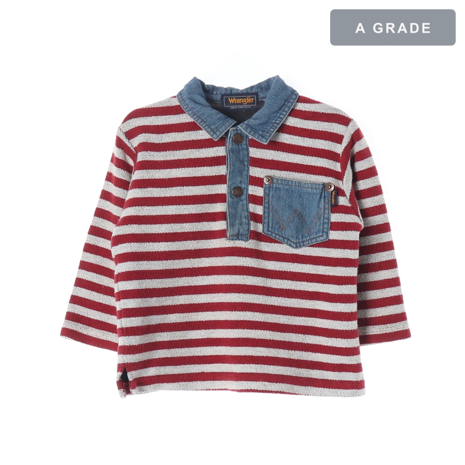 WRANGLER 랭글러 스트라이프 데님 포인트 폴로 티셔츠 KIDS-90