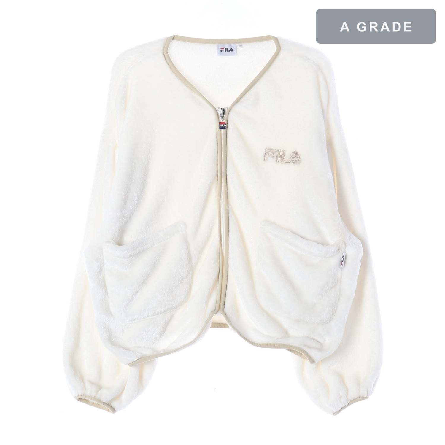 FILA 필라 아이보리 뽀글이 집업 재킷 KIDS-160