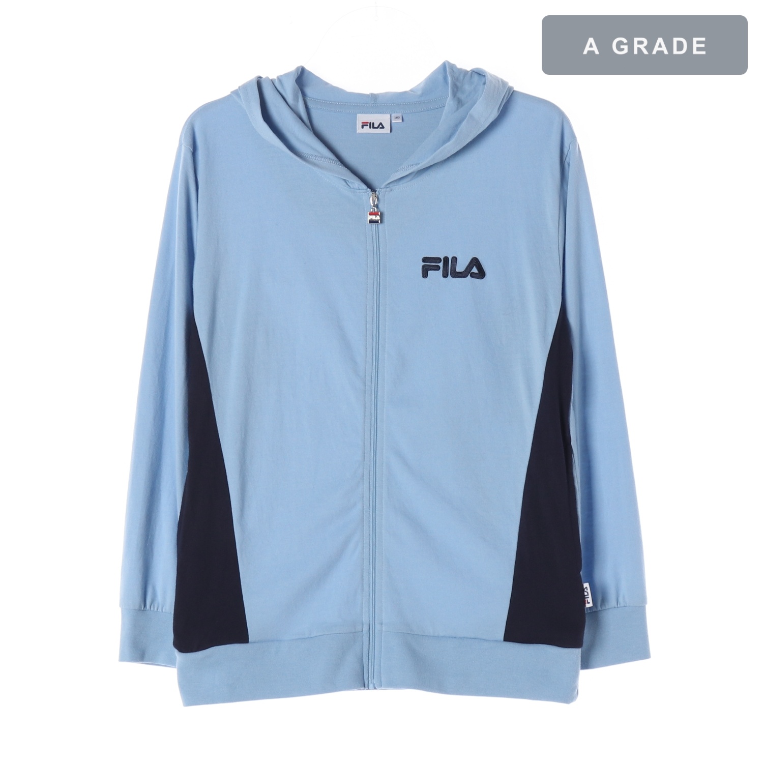 FILA 필라 블루 배색 캐주얼 후드집업 KIDS-160
